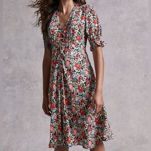 M&S X Ghost Floral V-Neck Mini Tea Dress Size US 14